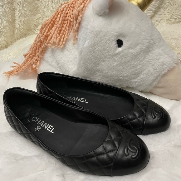 Chanel quilted ballet flats silver heel size 38 - Picture 2 of 14